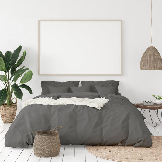 Balmain 1000 Thread Count Hotel Grade Bamboo Cotton Quilt Cover Pillowcases Set - Queen - Pewter V160-204917