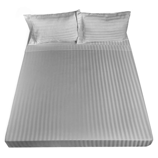 Royal Comfort 1200TC Sheet Set Damask Cotton Blend Ultra Soft Sateen Bedding - Queen - Silver V160-231657