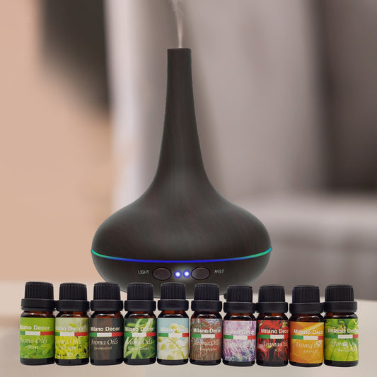 Milano Aroma Diffuser Set With 13 Pack Diffuser Oils Humidifier Aromatherapy - Dark Wood V160-K2690