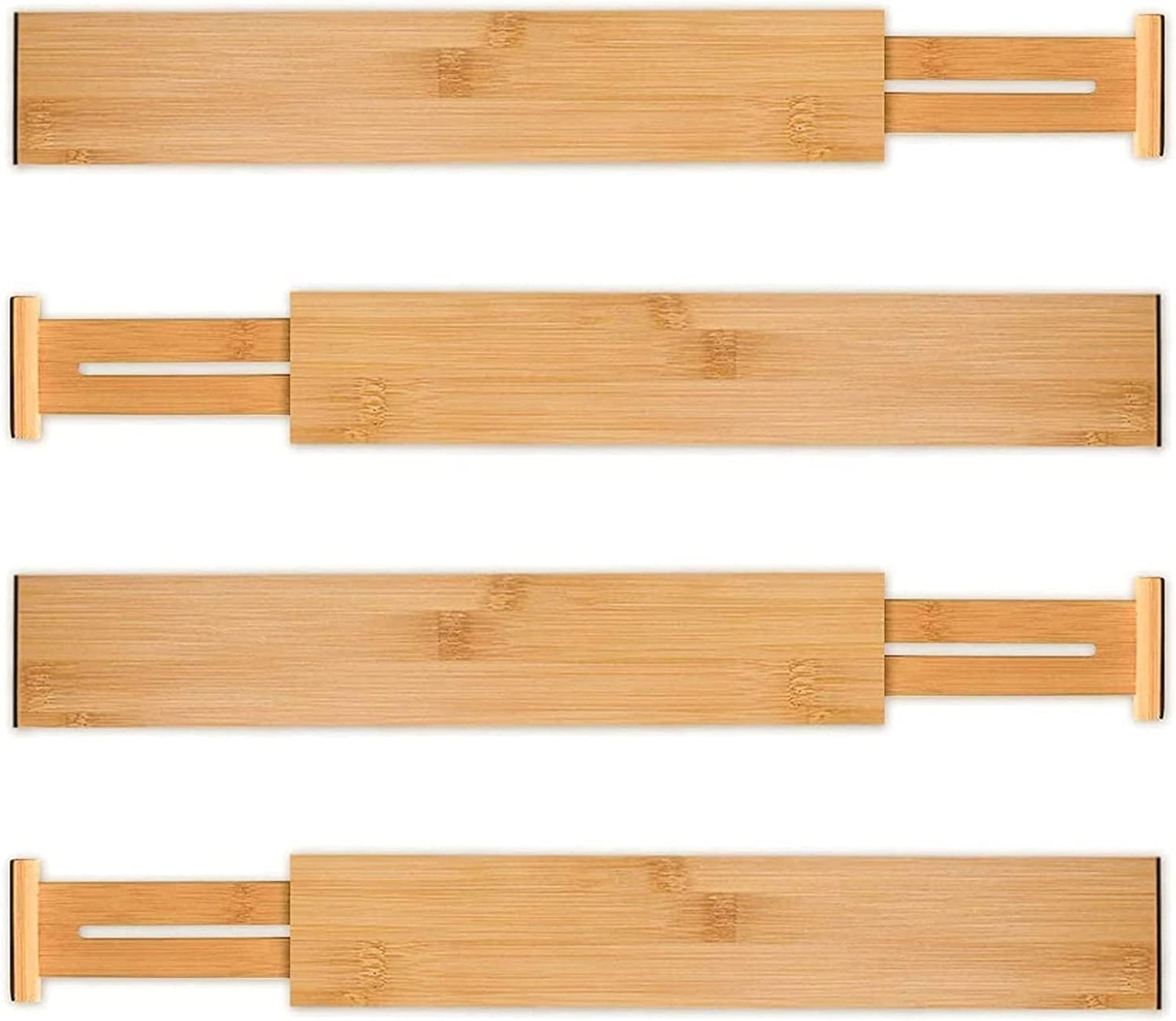 4 Pack Bamboo Adjustable Kitchen Drawer Dividers (Large, 44-55 cm) V178-36023