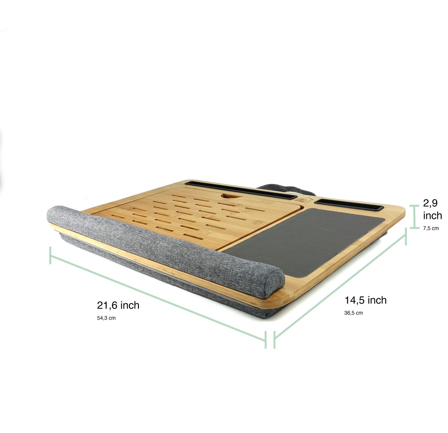 CARLA HOME Bamboo Laptop Lap Desk with Cushion and Angle Adjustable for Office and Home V178-36066