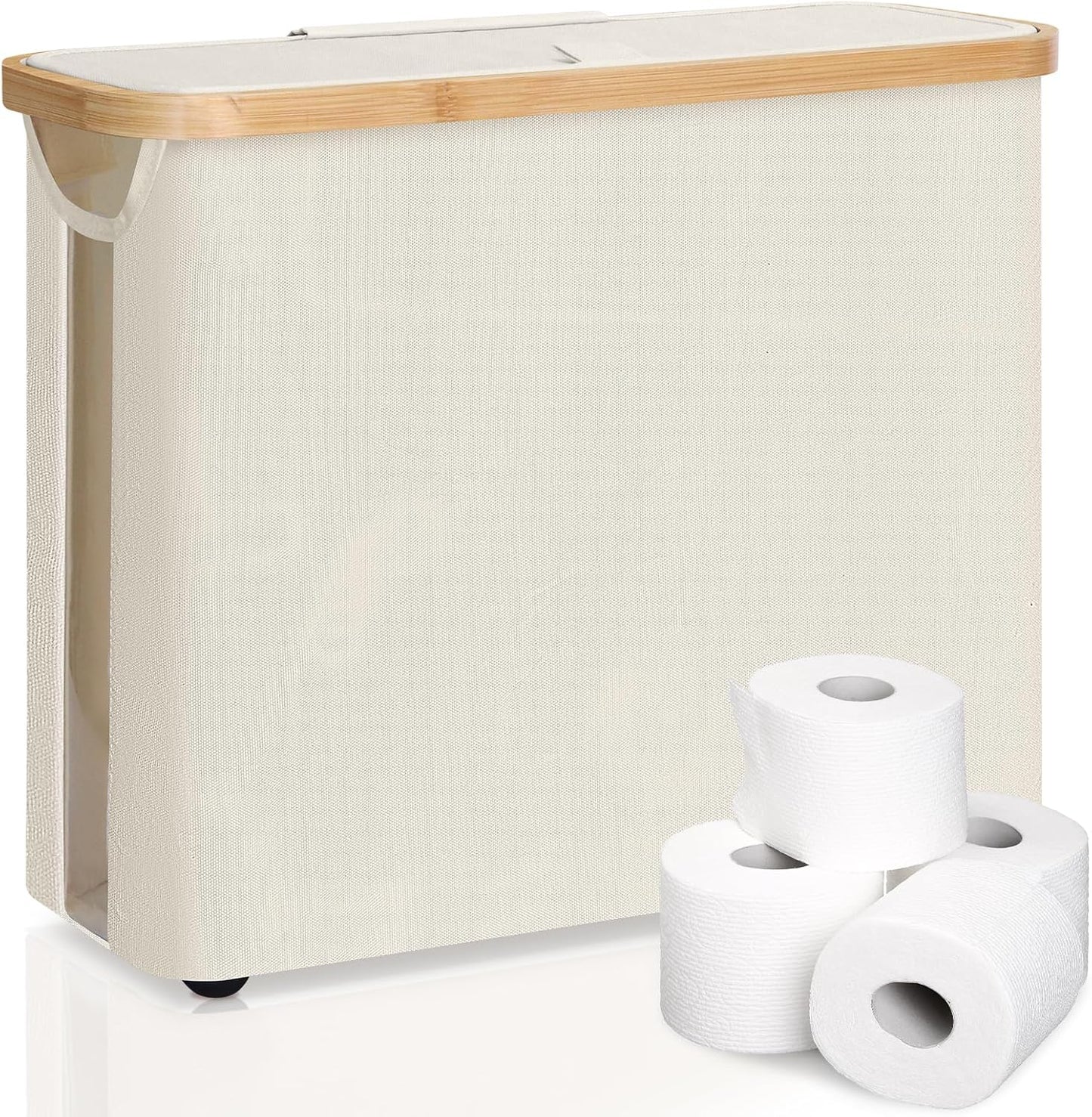 CARLA HOME 2 Pack Toilet Paper Storage Basket Holds Up to 12 Rolls with Bamboo Lid and Handle for RV Closet V178-36238