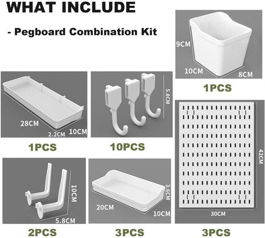 CARLA HOME Pegboard Wall Organizer Kit with 3 Modular Panels & 17 Accessories for Office, Gaming & Craft V178-36273