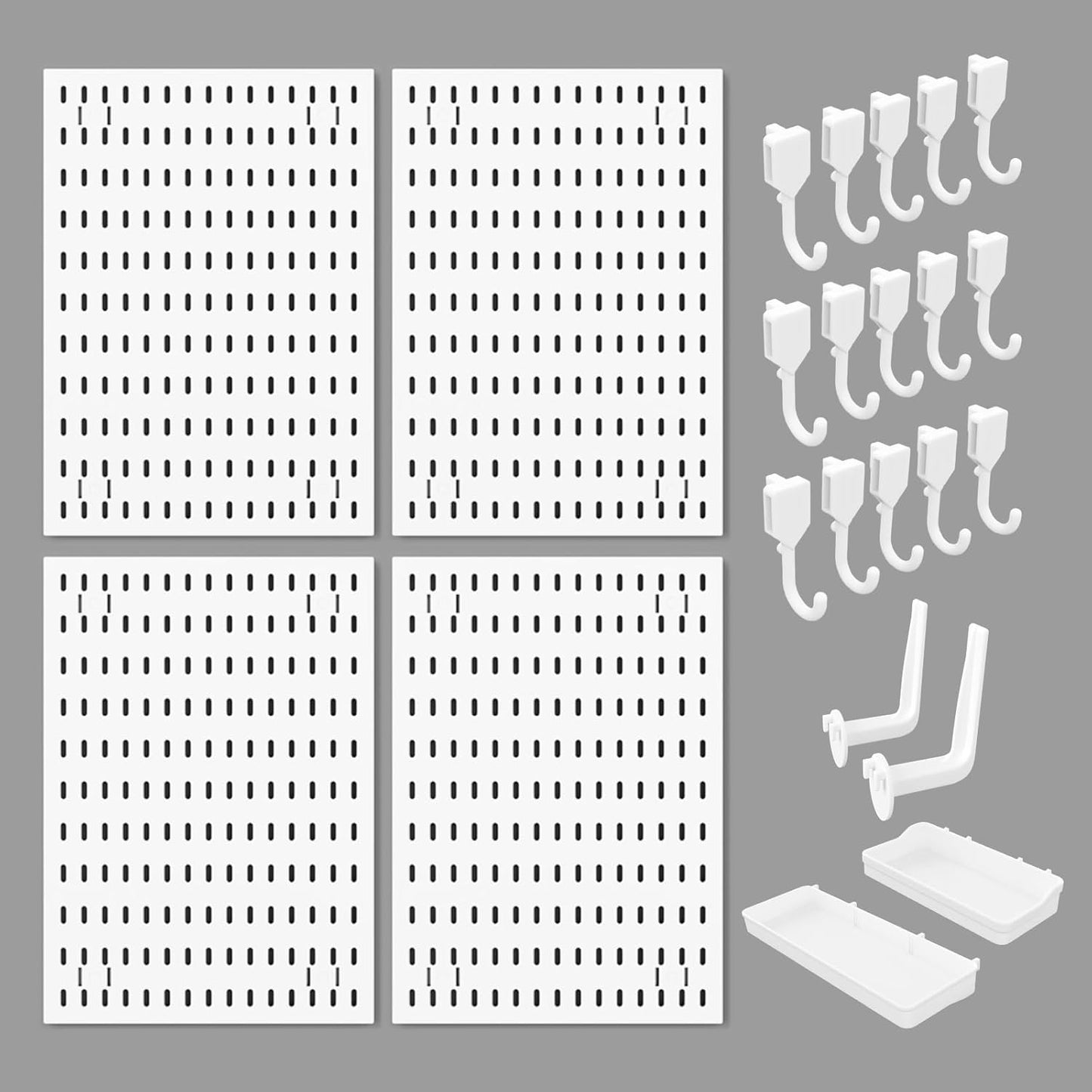 CARLA HOME Pegboard Wall Organizer Kit with 4 Modular Black Pegboards & 19 Accessories for Gaming, Office & V178-36277