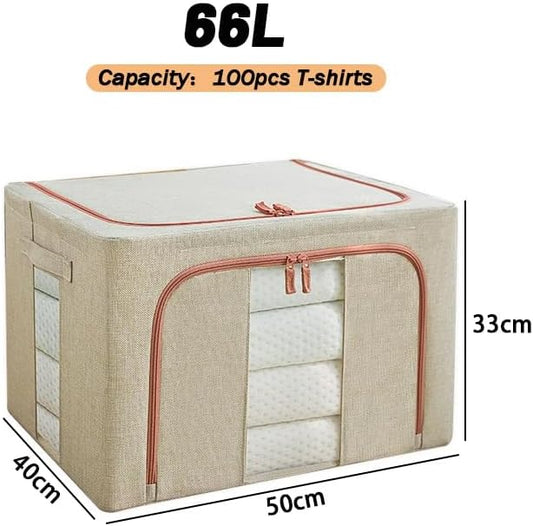 CARLA HOME 3 pack Large Clothes Storage Bins with Lids for Clothing, Bedding, Blankets, Toys (66L capacity - V178-36308