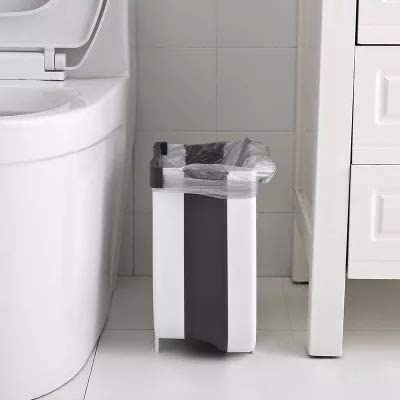 Hanging Trash Can Collapsible Small Garbage Waste Bin for Kitchen Cabinet Door (White) V178-40972