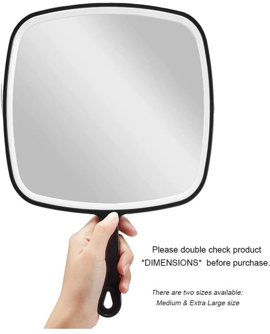 Extra Large Black Handheld Mirror with Handle (31,5 x 23 cm) V178-43901