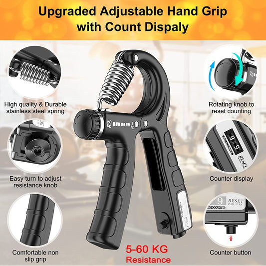 2 Pack Adjustable Hand Grip Strengthener for Hand Grip Strength and Wrist Rehabilitation (Resistance 5-60 kg) V178-65579