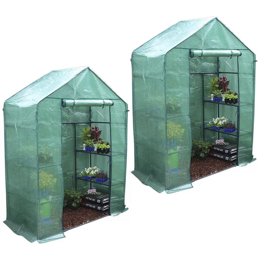 Walk-in Greenhouse 2 Tier Twin Pack, 195 x 143 x 73 cm V178-68901