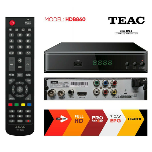 New Teac Full HD Digital TV Set Top Box DVB-T HDMI USB Recording V185-HDB860