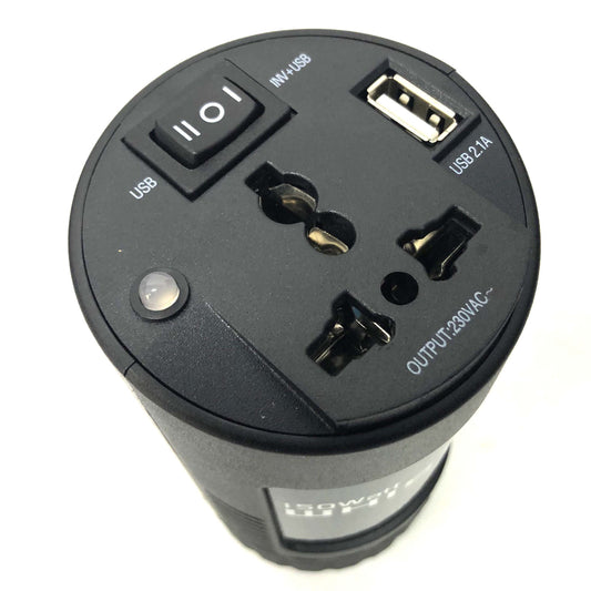Compact 150W Car Caravan Power Inverter 12v 240v AC DC Sine Wave Can Cup Holder Size V185-UXP150