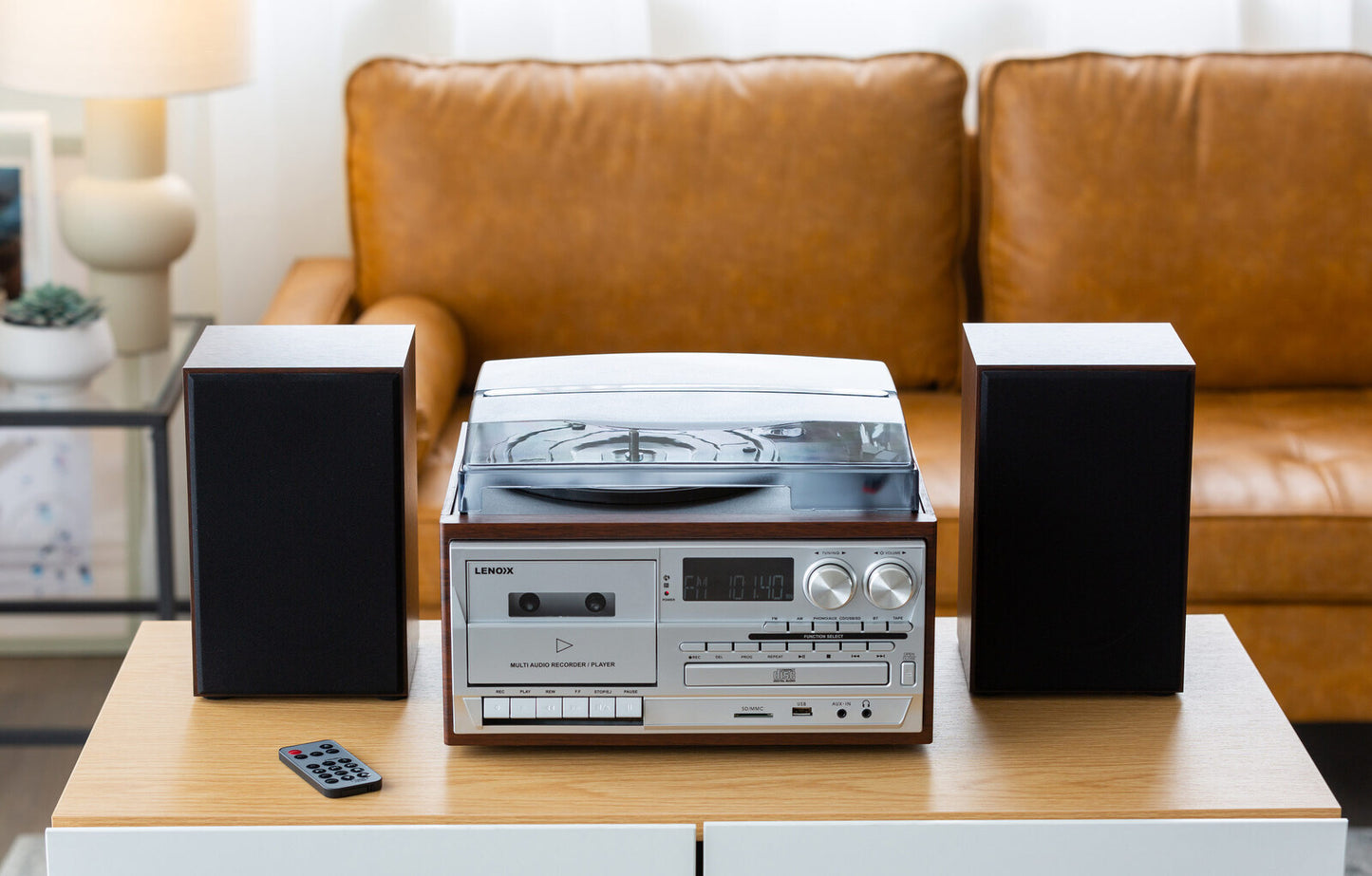 Audio Home Entertainment System (Brown) Turntable, CDs, Vinyl, Wireless Streaming & More V196-CD114BR