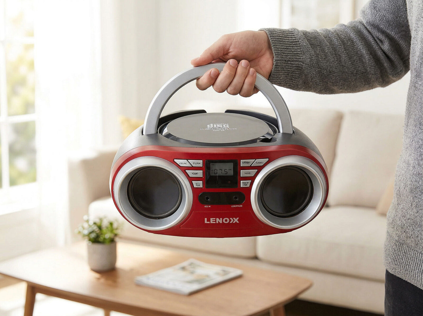 Portable CD Player (Red) 4W Speaker with FM Radio & AUX In V196-CD813R