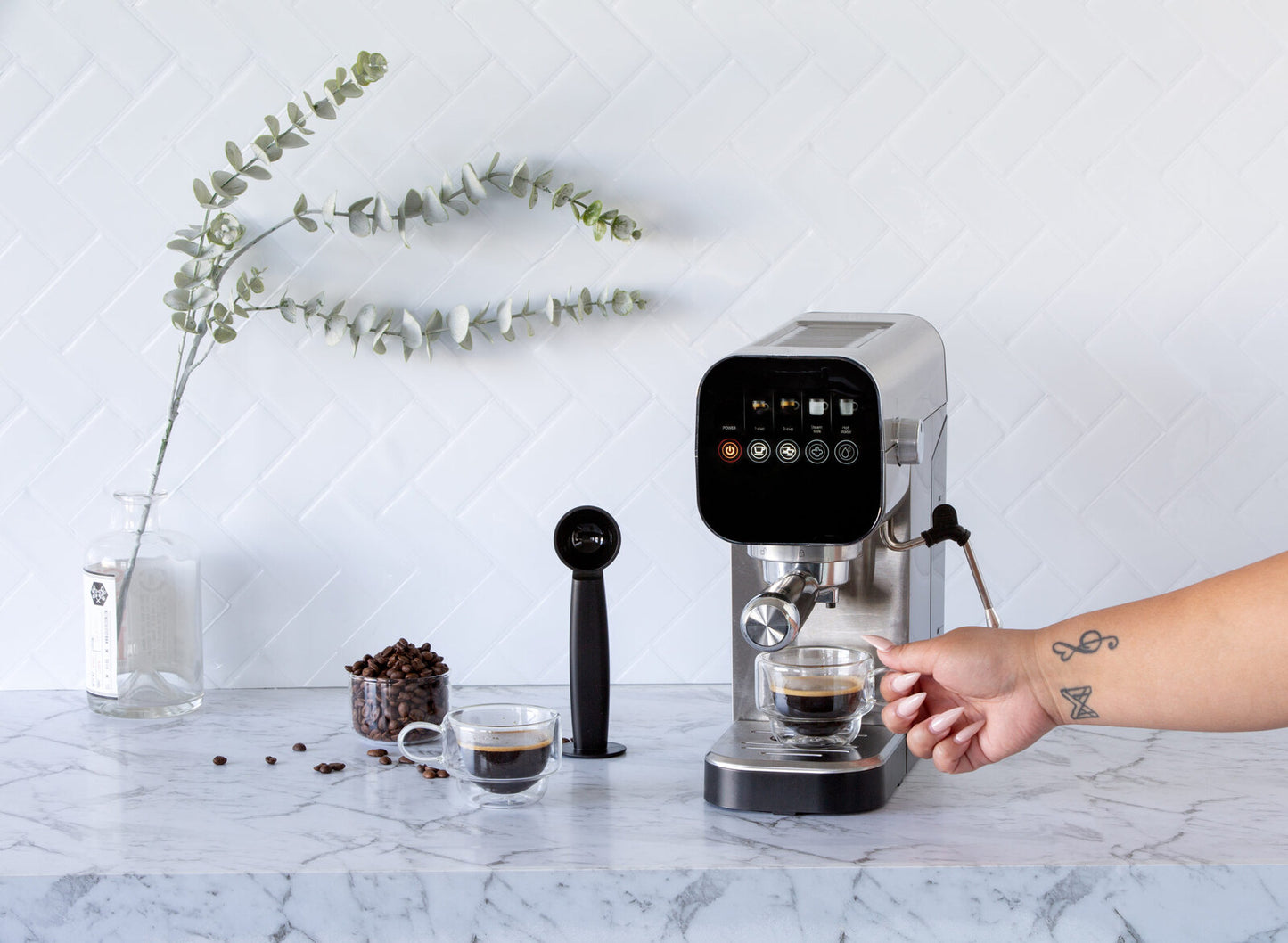 Touch Screen Operation Espresso Coffee Machine with 20-Bar Pressure Pump V196-ECM90