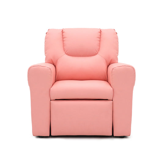 Kids Pink Recliner Chair w/ Footrest & Cup Holder V196-KR590P_K
