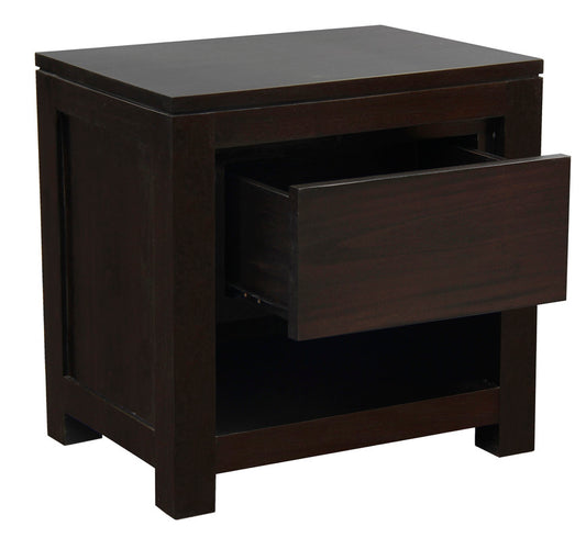 Amsterdam Solid Mahogany Timber 1 Drawer Bedside Table (Chocolate) V199-BS001TAC
