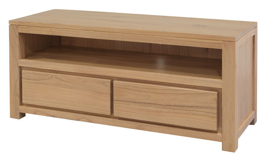 Amsterdam 2 Drawer Solid White Cedar Wood Entertainment Unit (Natural) V199-EU002TAMDNI