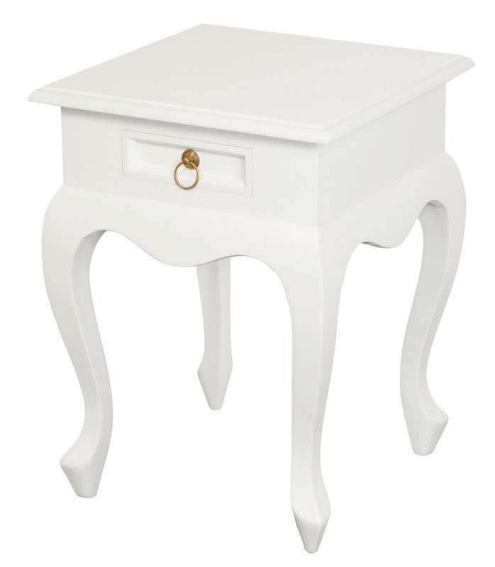 Queen Anne 1 Drawer Lamp Table (White) V199-LT001QAWH