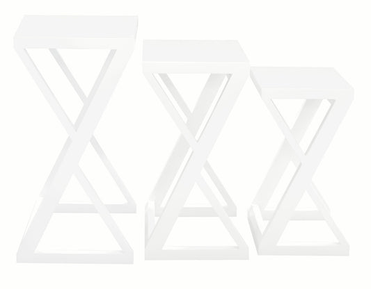 Manhattan Solid Mahogany Timber Nest of Tables - Set of 3 (White) V199-NT300ZWH
