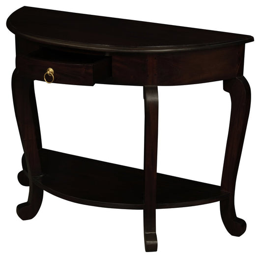 Emilie Cabriole Leg 1 Drawer Half Round Entry Table - Chocolate V199-ST001HRCLC