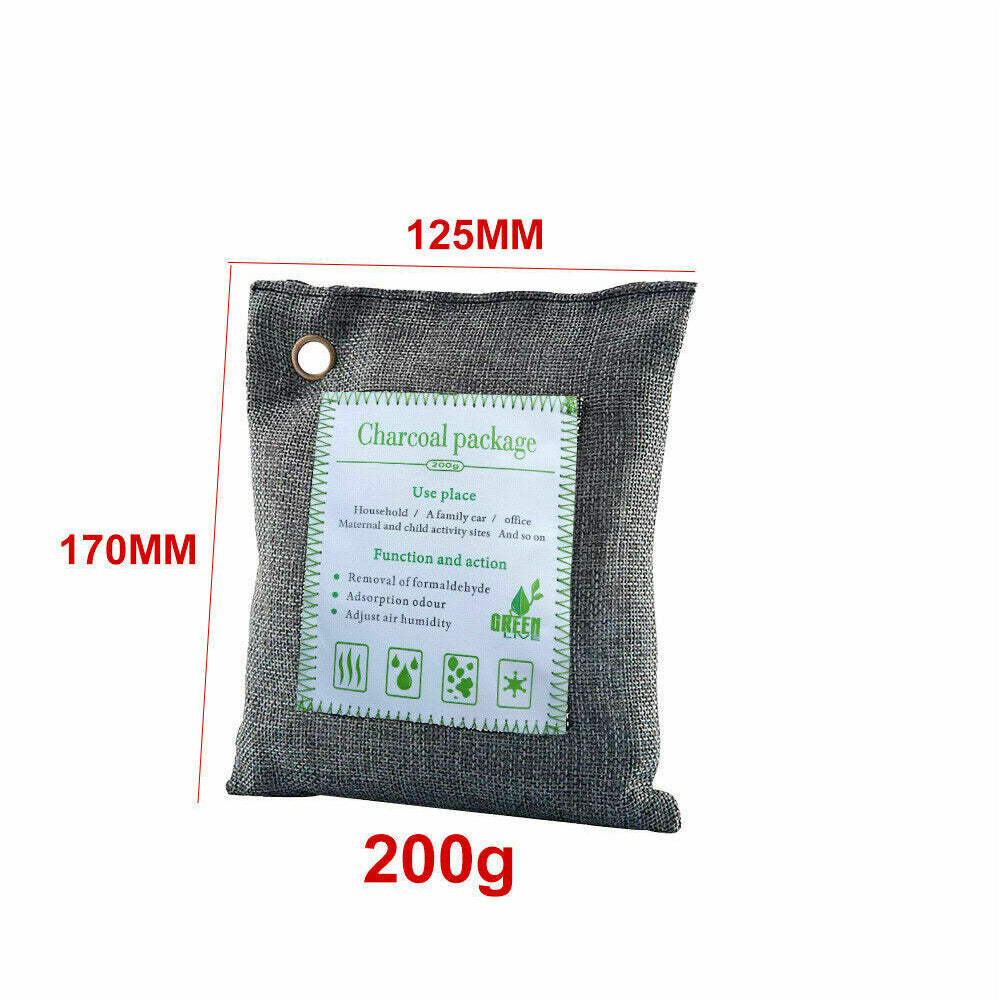 5PCS Air Purifying Bags Activated Bamboo Charcoal Freshener for Car Home Shoes 200g V201-BBZ2021DG8AU