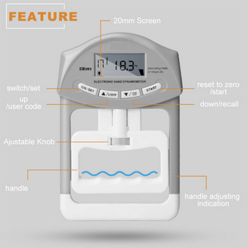 Digital Dynamometer Hand Grip Strength Muscle Tester Electronic Power Measure V201-FDZ0012DG8AU