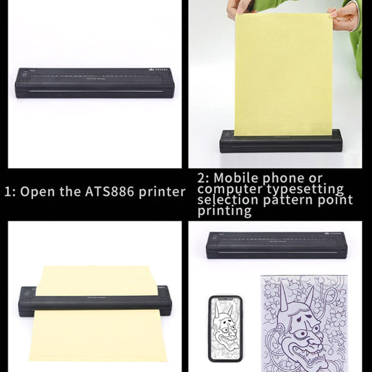 Wireless Tattoo Transfer Printer Portable Machine Clear Transfer Stencil Printer Black V201-HLWS009-BLACK