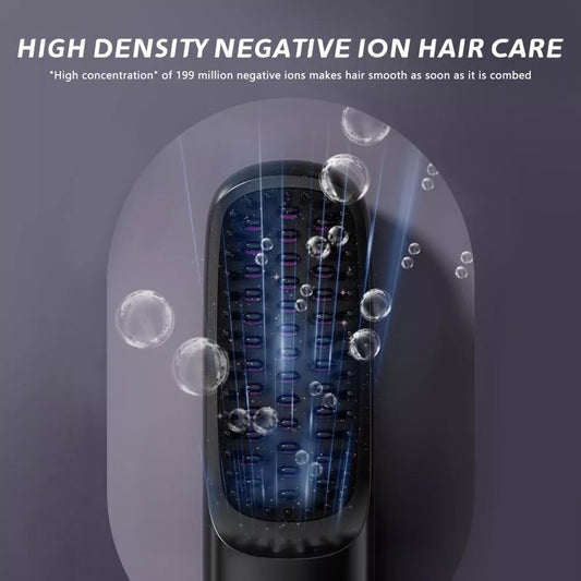 Black Hair Straightener Brush Travel Mini Rechargeable Hair Styler Fast Heating V201-QUEW13654141