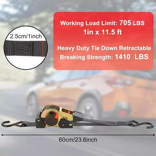 Quick Release Automatic Heavy Duty Retractable Ratchet Tie Down Strap black 50mm*4.5m V201-W13050091
