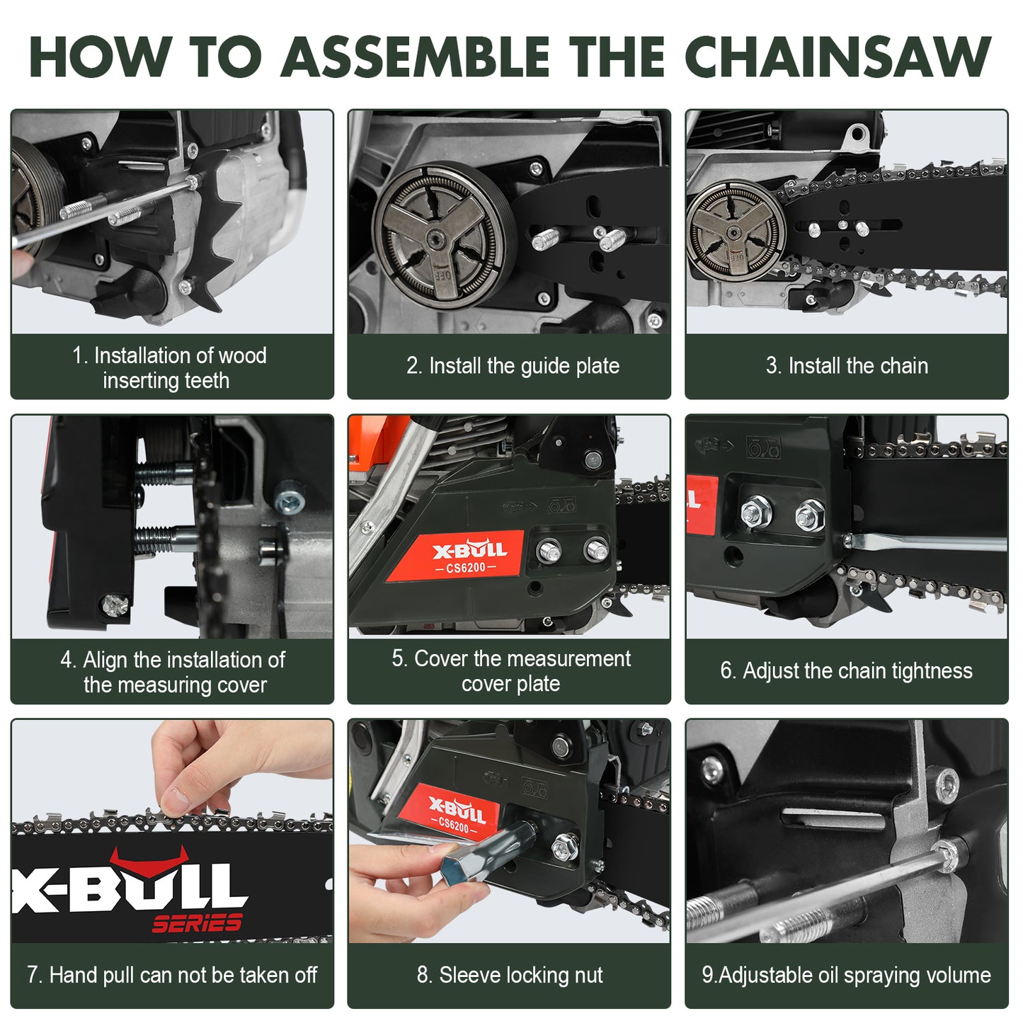 X-BULL Chainsaw Petrol Commercial 62cc 20" Bar E-Start Tree Pruning Top Handle V211-AUEB-HGT010