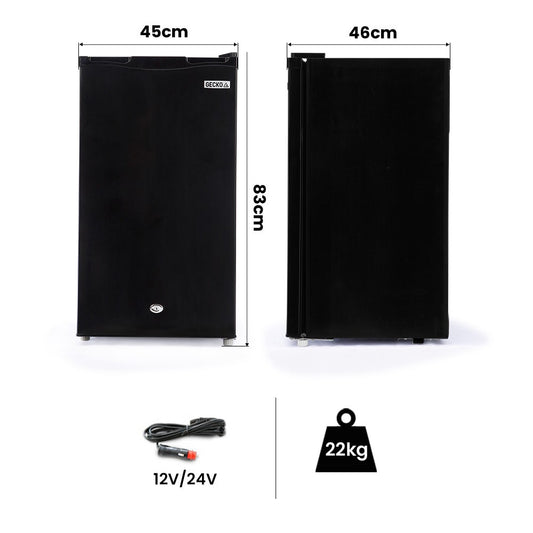 GECKO 95L Portable Upright Fridge and Freezer, 12V/24V for Camping, Caravans, Black V219-CAPFCHGEKA10B