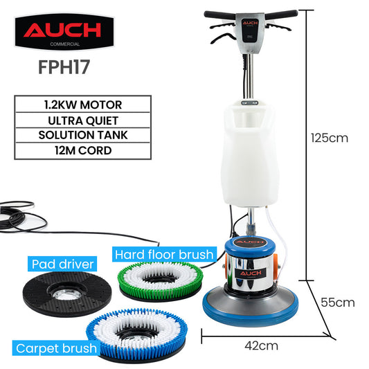 Auch 17" Commercial Orbital Scrubber & Polisher, Hard Floor Buffer, Carpet Cleaner, 12L Solution Tank, 2 V219-CFPWLKACH17A
