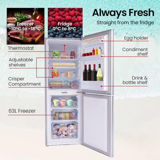 GECKO 160L Upright Portable Fridge / Freezer, 12V/24V for Motorhome and Caravan, Silver V219-CMPFRUGK16SA