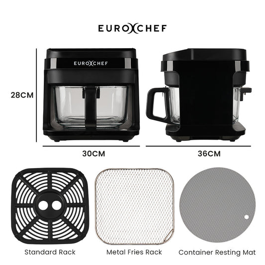 EUROCHEF 6.5L Air Fryer, Electric Digital Airfryer with Glass Container, Black V219-COKAIREC6GKA