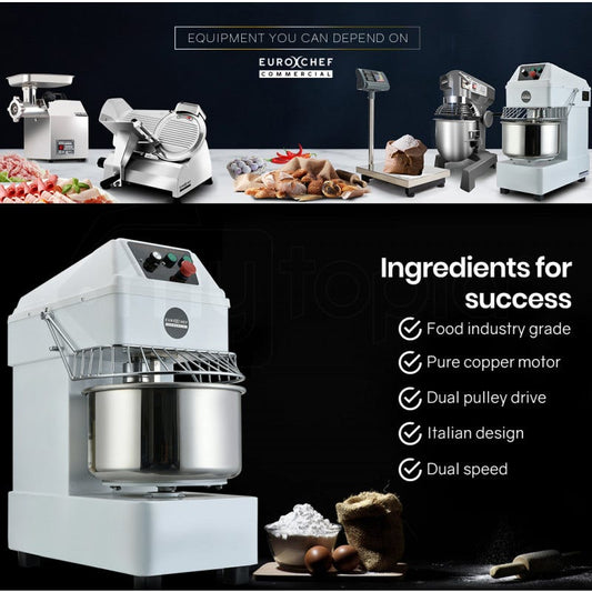 EUROCHEF 30L Spiral Dough Mixer Commercial Machine Bakery Bread Kneader Litre Small V219-COKDMXEUCA207
