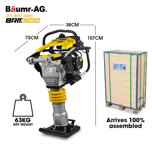 BAUMR-AG BRM-500 64KG Petrol Tamper Rammer Vibratory Plate Compactor, Lightweight, for Soil Sand Gravel V219-COMRMRBML5CA