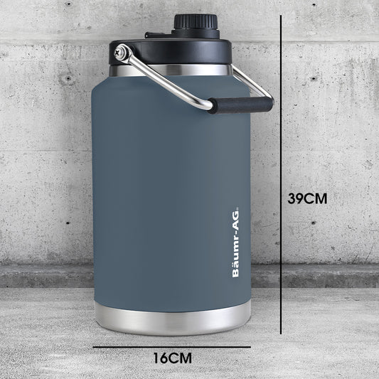 Baumr-AG 3.8L Double Wall Insulated Stainless Steel Water Bottle, Drink Jug with Handle, Blue V219-DRWDWIBM38BA