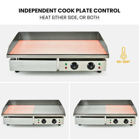 THERMOMATE Commercial Electric Griddle TH-G05, 4400W 73x37cm Flat Cooking Surface V219-FODCAPTHMAG05