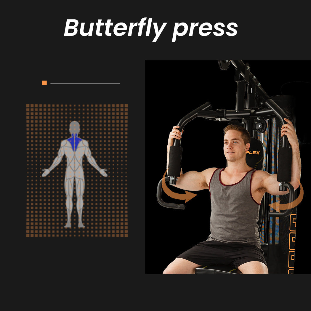 PROFLEX Multi-Station Home Gym Set with 98lbs Weight Plates- M8000 V219-FTNMFGPRFBM8M