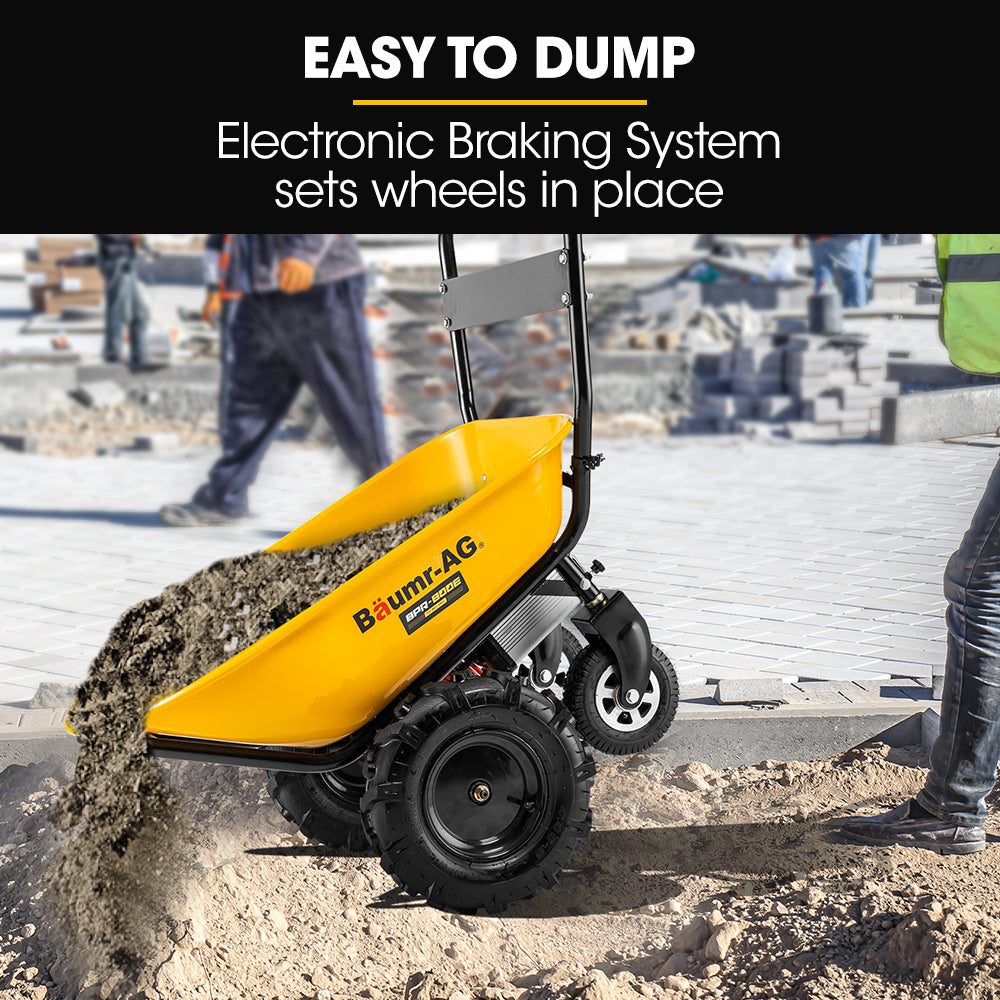 Baumr-AG 40V Battery Powered Wheelbarrow Motorised Electric, 100L Bucket Volume, 4 Wheel, 260kg Capacity V219-GDTPBWBM8CEA