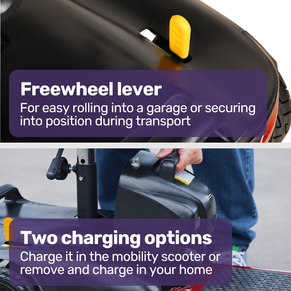 EQUIPMED FreeLite+ Mid-Sized Foldable Electric Mobility Scooter, Lithium Battery, Long Range and Easy V219-HMBMSCEQ4LRA