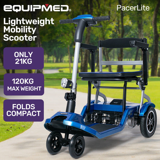 EQUIPMED Ultra-Lightweight Folding Electric Mobility Scooter, 19kg with Battery Removed, 120kg Capacity, Long V219-HMBMSCEQPL1BA