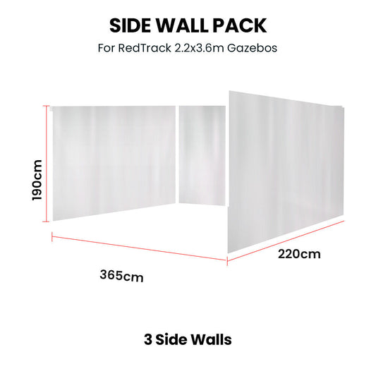 RED TRACK 3x Side Walls for 2.2x3.6m Gazebo, White V219-OTDGZAGK23WA