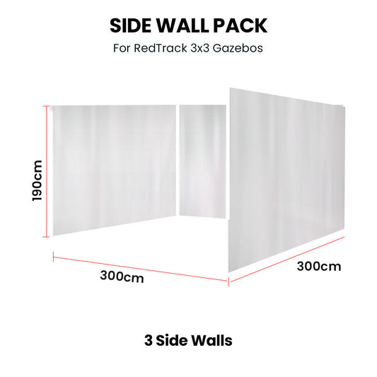 RED TRACK 3x Side Walls for 3x3m Gazebo, White V219-OTDGZAGK33WA