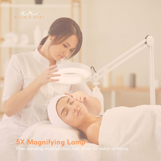 Ellie & Ruby 5x Magnifying Floor Lamp - Glass Lens Light and Wheeled Stand White V238-SUPDZ-32555753832528