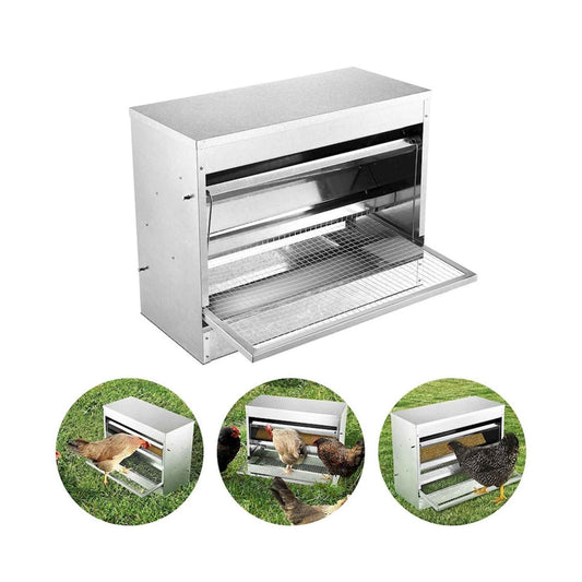 10kg Automatic Chook Chicken Feeder Poultry Auto Treadle Galvanised Metal Coop V238-SUPDZ-32677373771856