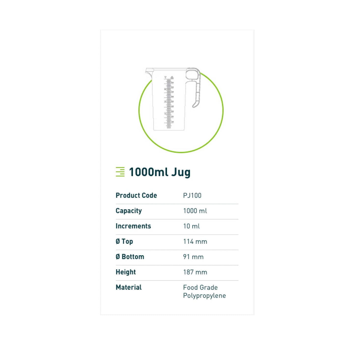 1L Measuring Jug Heavy Duty Clear Plastic Propylene Food Grade BPA 5 Pro-Jug V238-SUPDZ-33054666162256