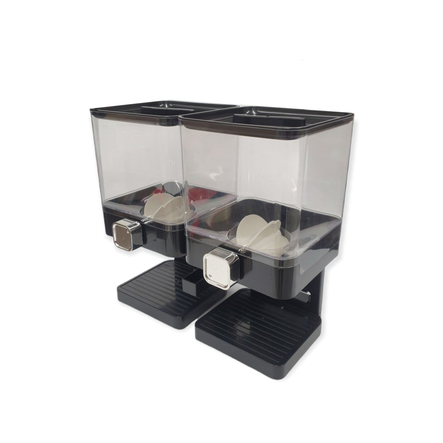 2 x 3.7L Double Cereal Dispenser Black - Square Rice Beans Countertop Storage V238-SUPDZ-39789726695504