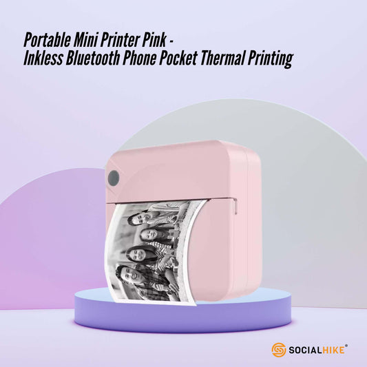 Portable Mini Printer Pink - Inkless Bluetooth Phone Pocket Thermal Printing V238-SUPDZ-40837961810000
