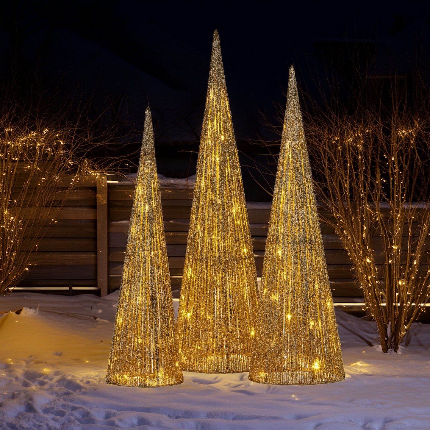 Christabelle 3pc Christmas Tree Indoor Outdoor Display Decoration LED Lights Front Yard Lawn Statue Ornament V240-112_SB500